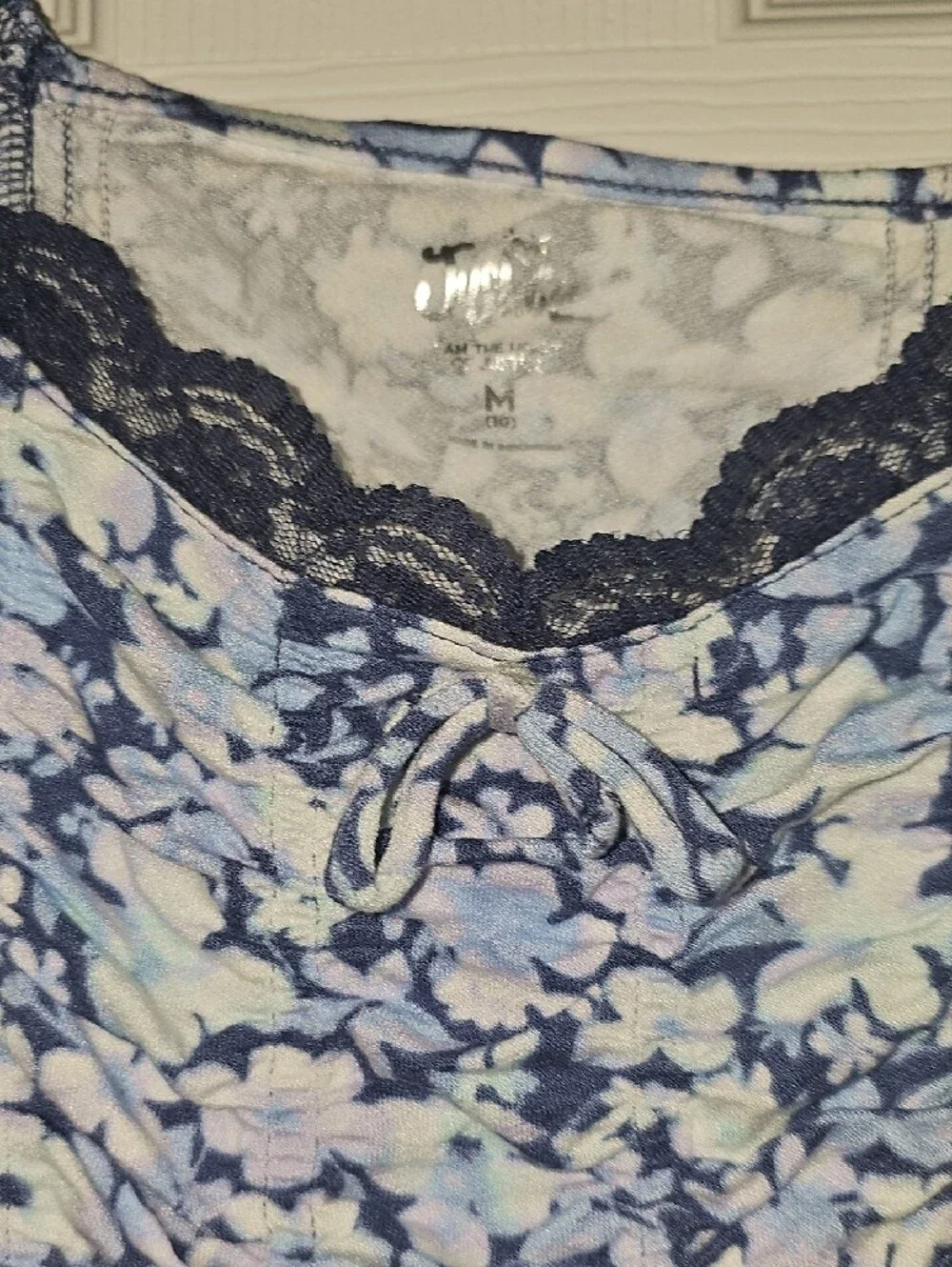 Justice Girls Med 10 Navy, White Floral Short Puff Sleeves Ruched Crop Top New